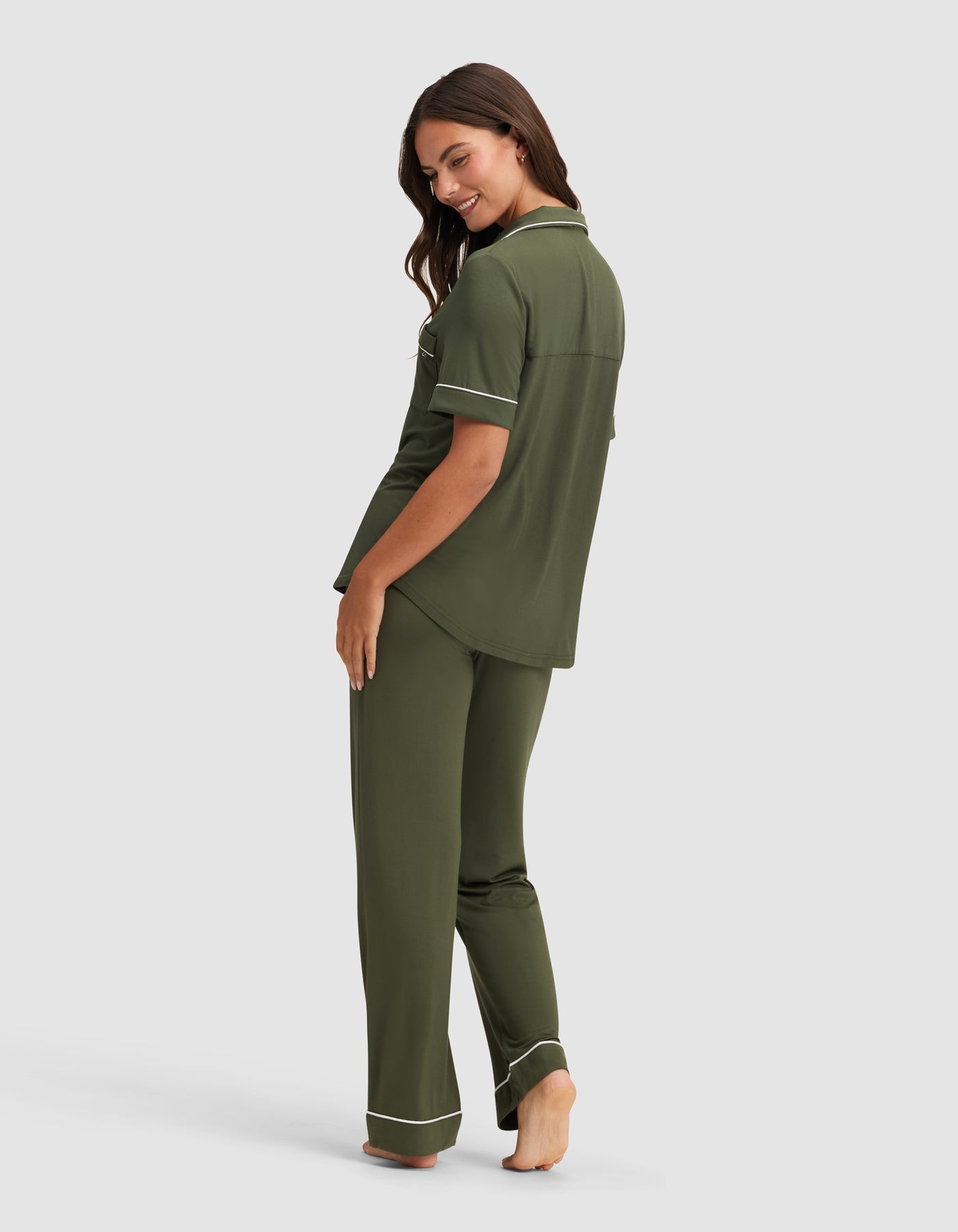 Women's Bamboo Stretch-Knit Short Sleeve & Pant Pajama Set
