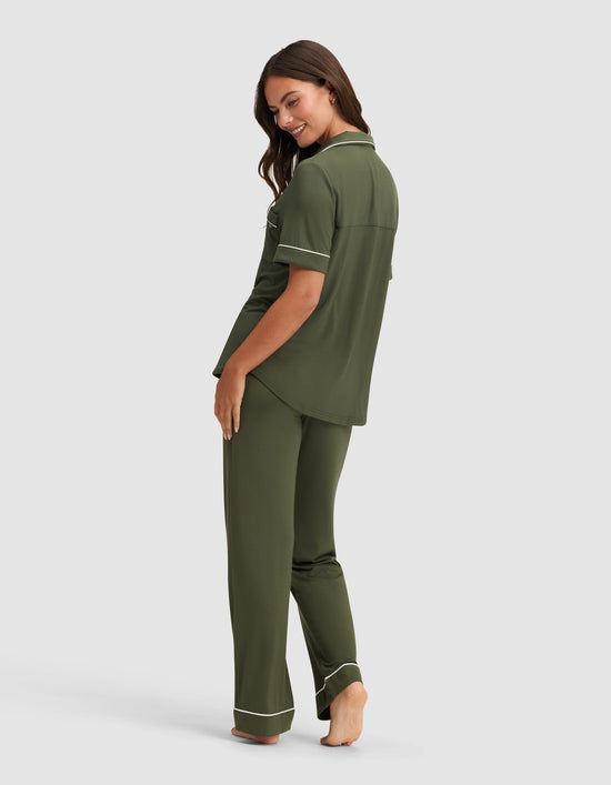 Women's Bamboo Stretch-Knit Short Sleeve & Pant Pajama Set
