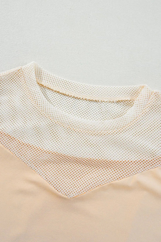 Mesh Patchwork Crew Neck Tank