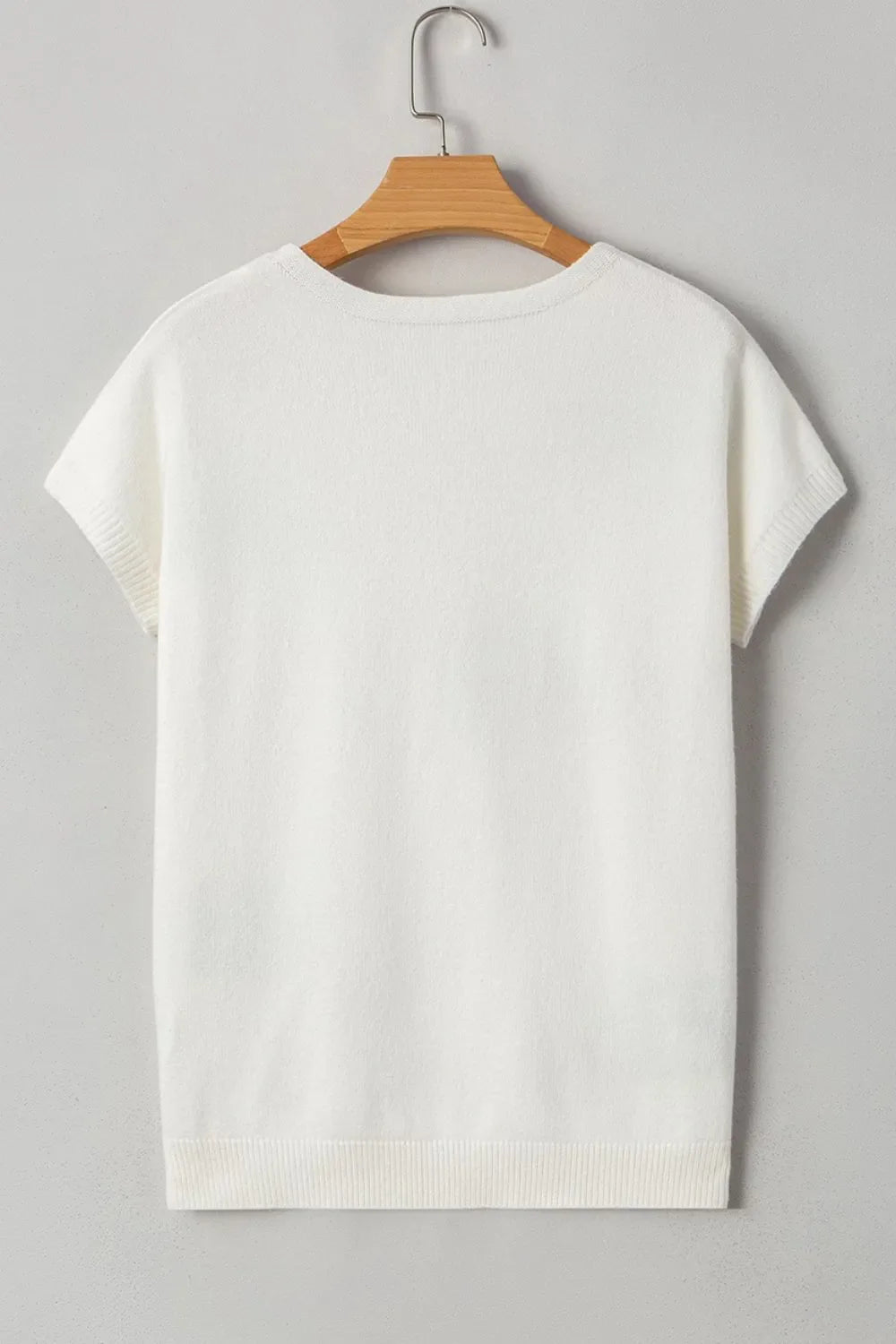 Bow Pattern Knit Short Sleeve Sweater