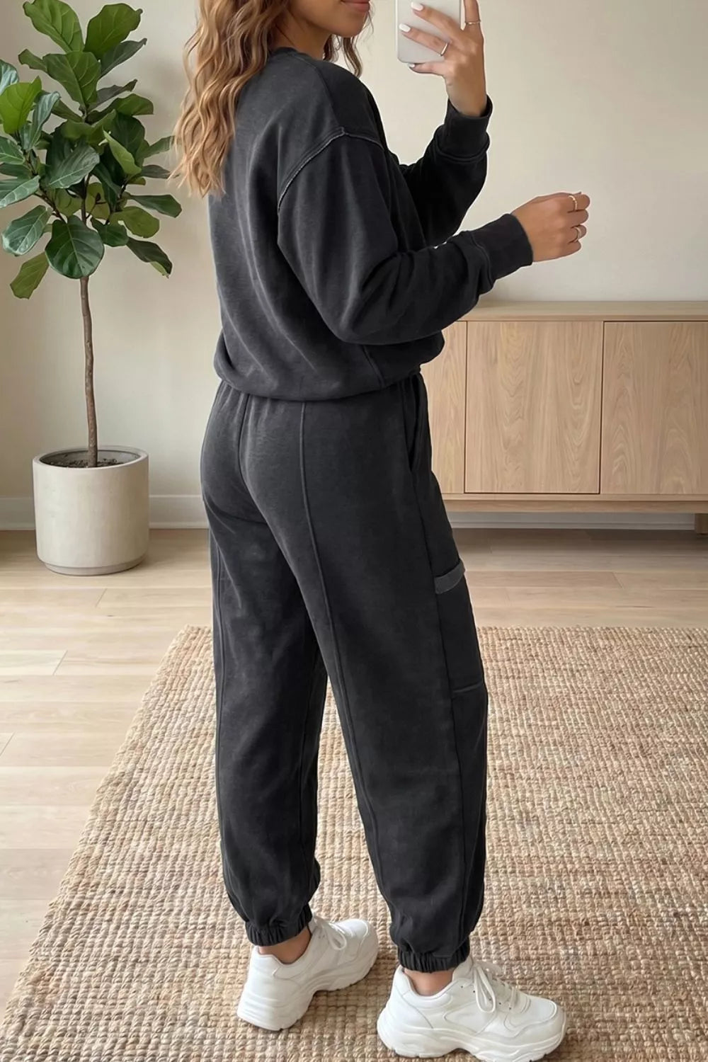 Crew Neck Long Sleeve Top and Joggers Set