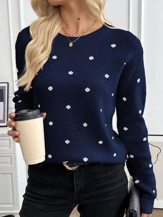 Polka Dot Crew Neck Sweater