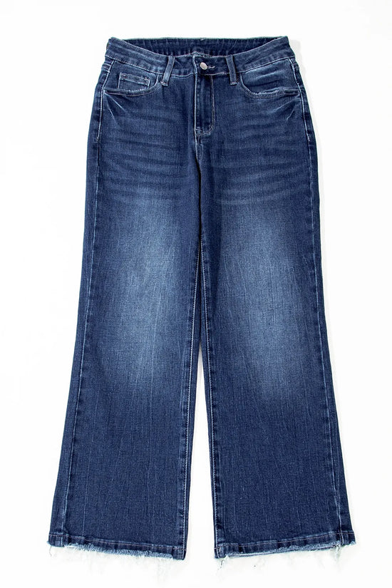 Mineral Wash Raw Hem High Waist Flared Jeans