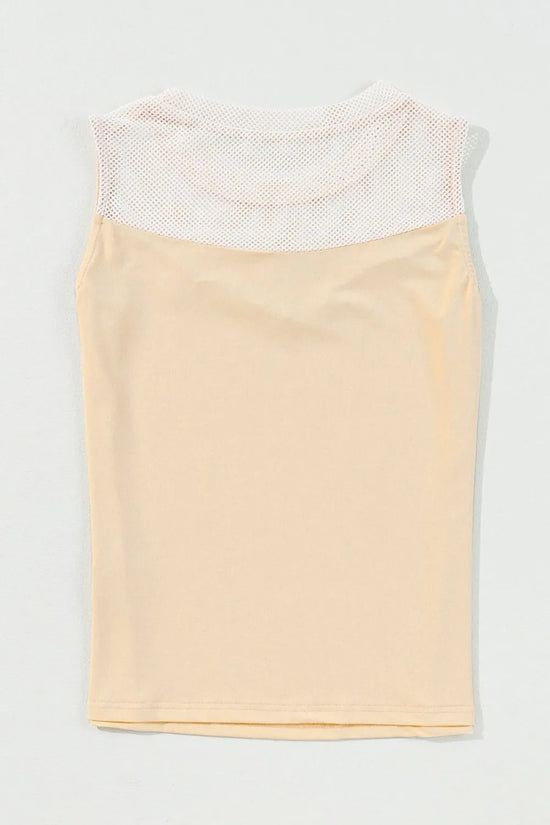 Mesh Patchwork Crew Neck Tank