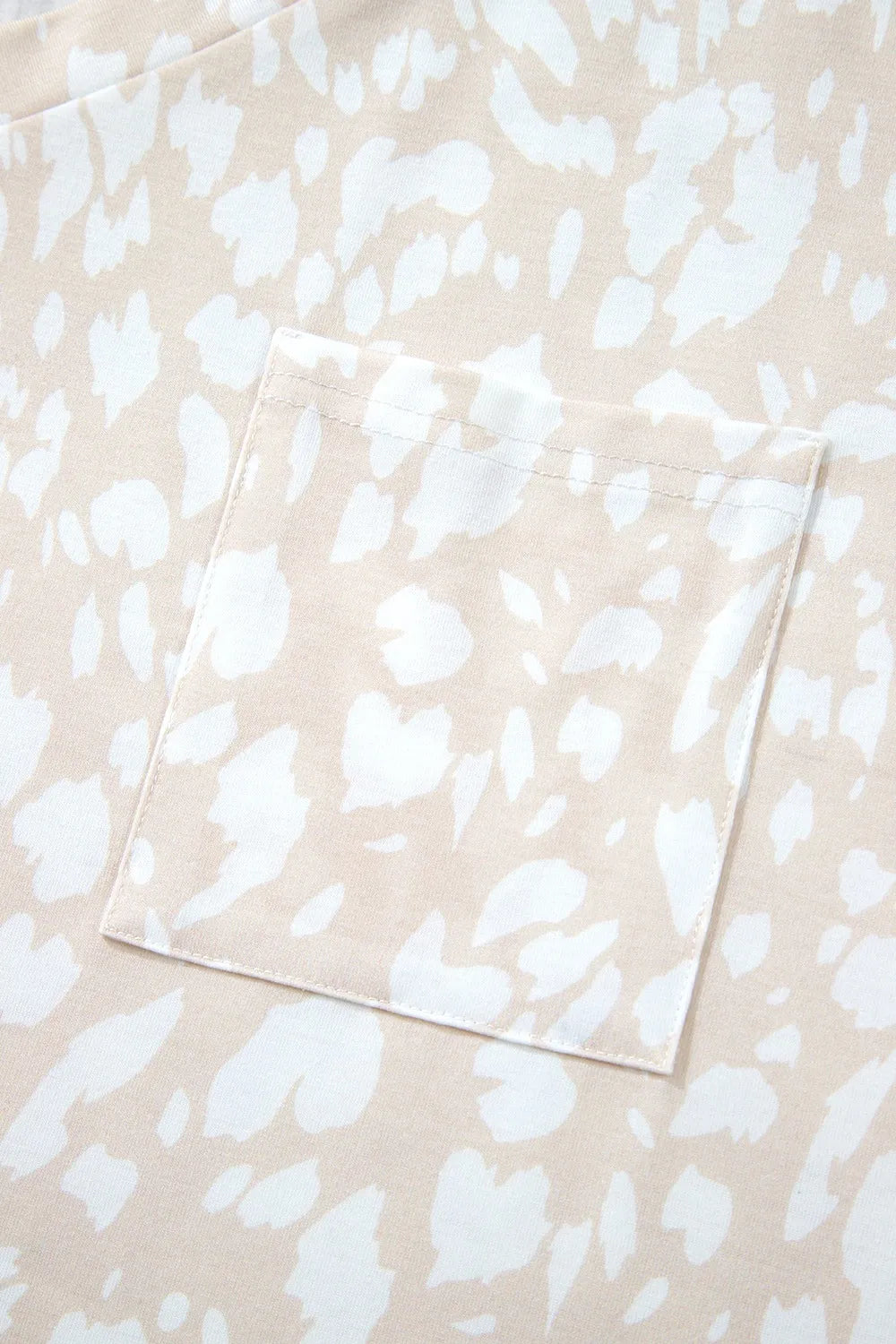 Leopard Print V Neck Side Slit Loose Fit T Shirt