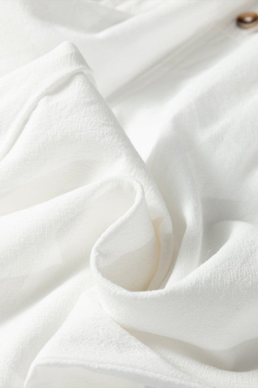 Solid Buttoned Waist Pleated Wide Leg Pants