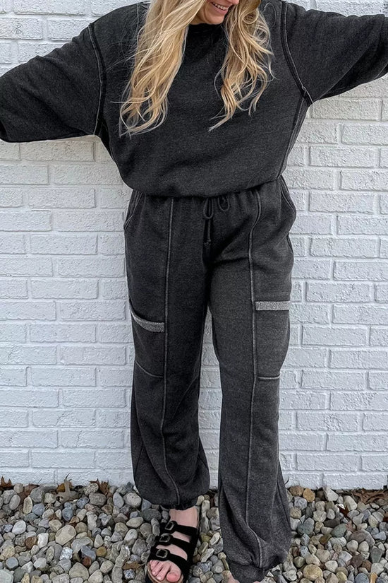 Crew Neck Long Sleeve Top and Joggers Set