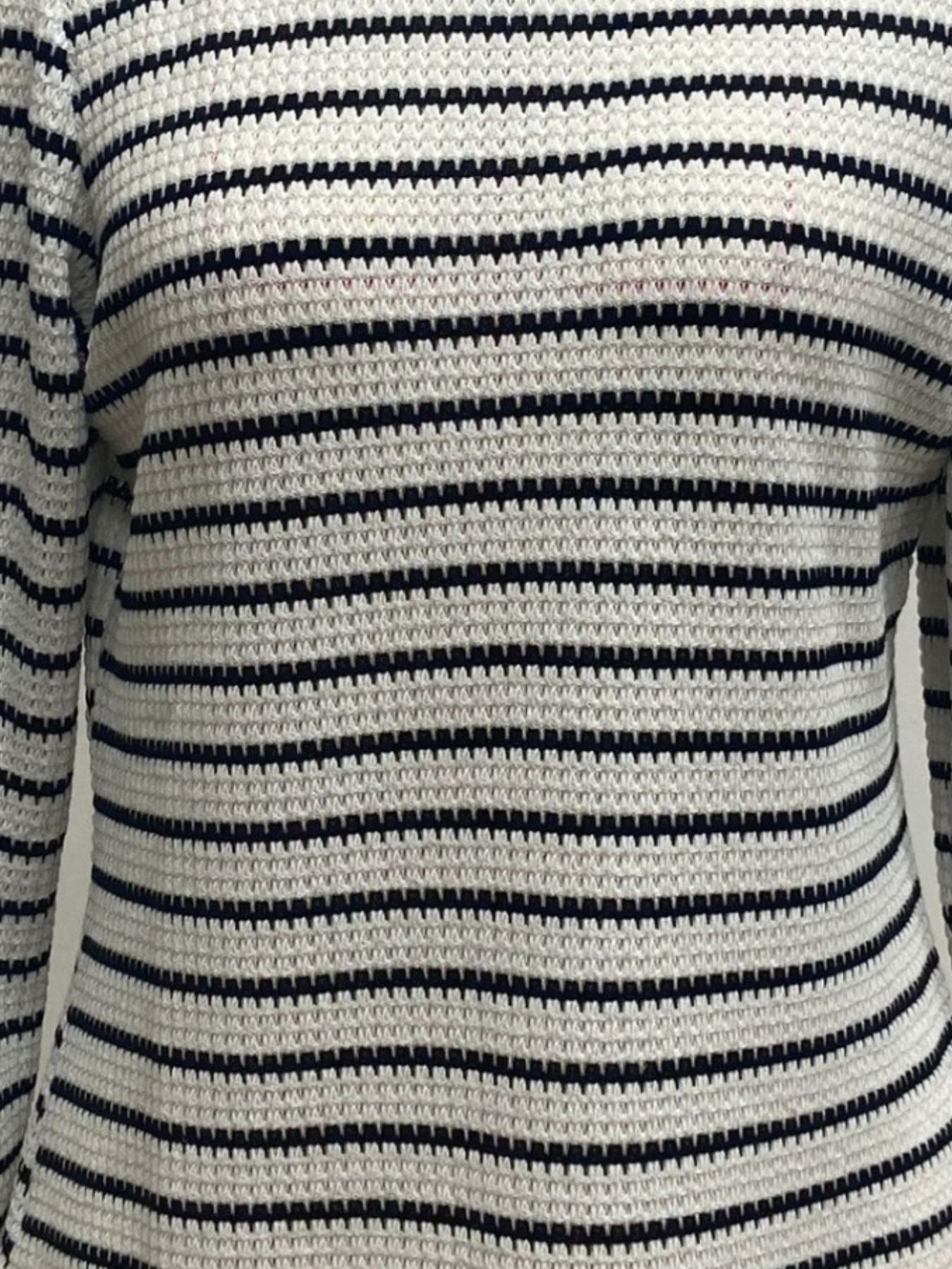 Striped Long Sleeve Texture Knit T-Shirt