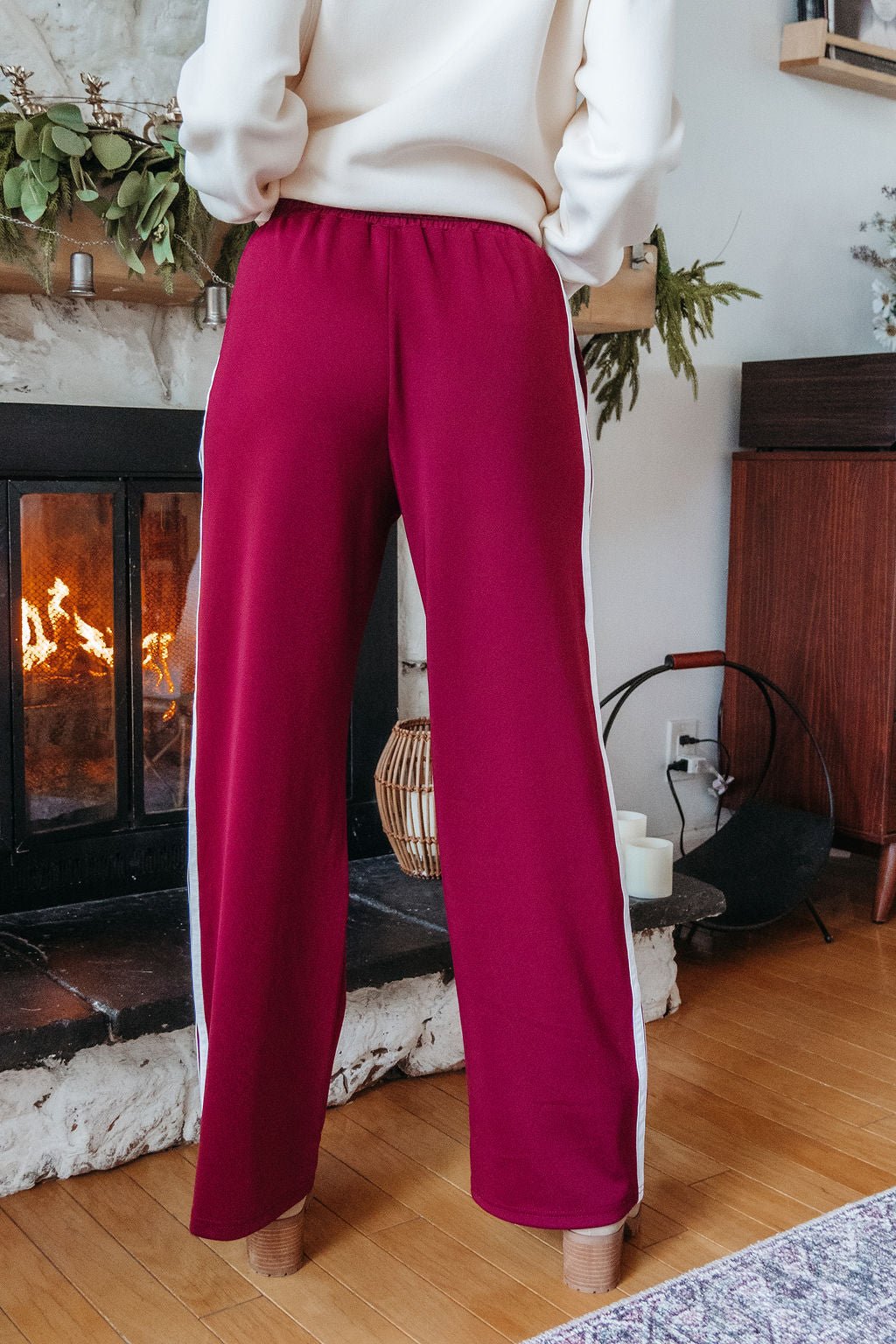 Burgundy Striped Athleisure Pants - FINAL SALE