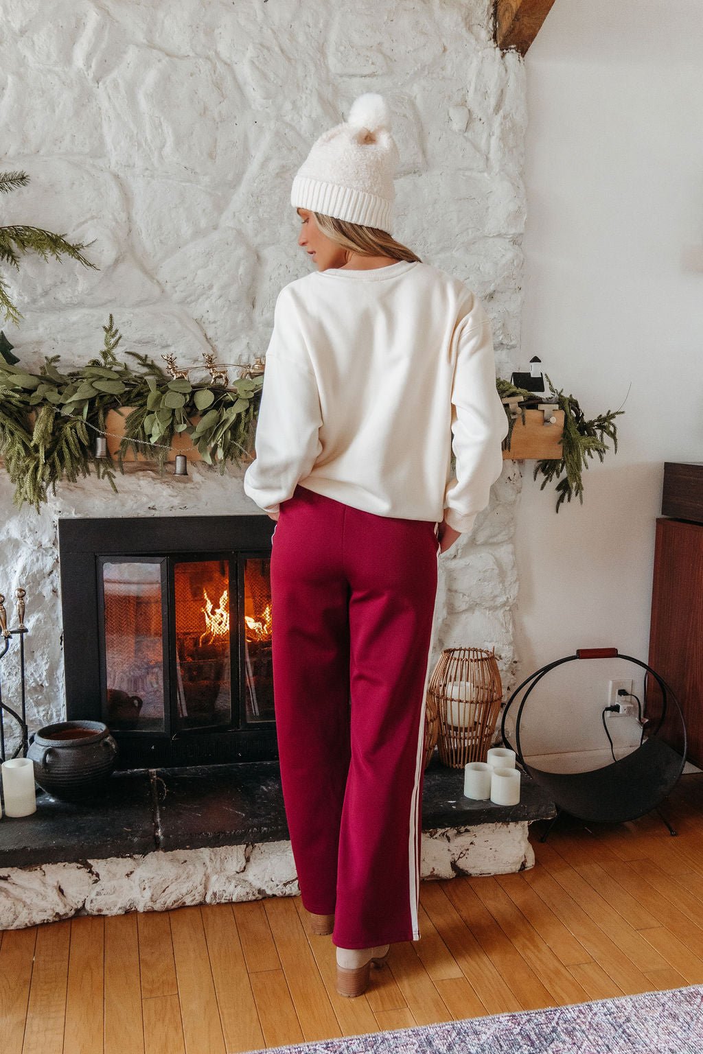 Burgundy Striped Athleisure Pants - FINAL SALE