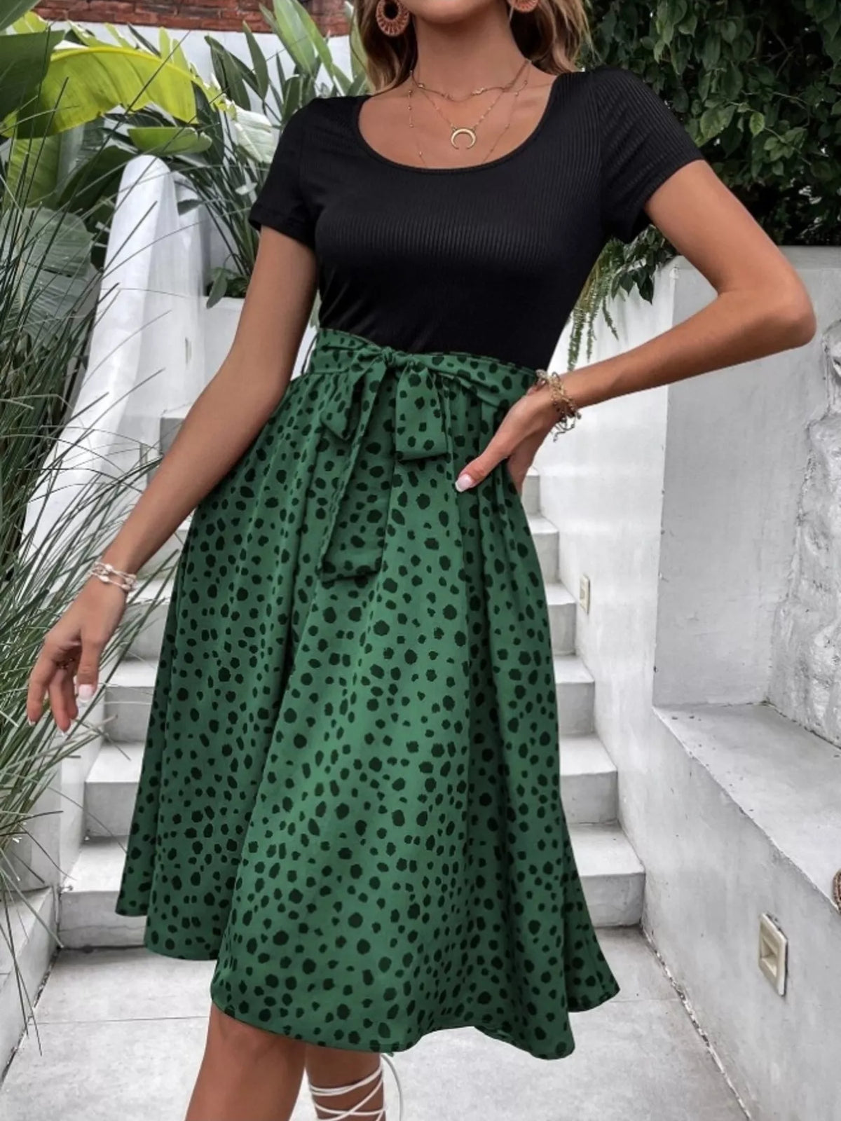 Leopard Print Tie-Waist Dress