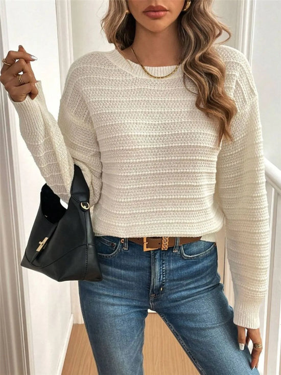 Round Neck Bow-Back Knit Top