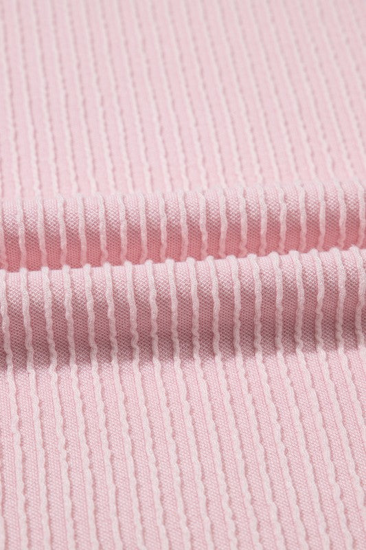 Colorblock Corded Knit Crew Neck Tee