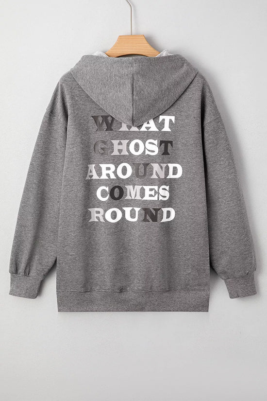 Halloween Ghost Print Mineral Wash Oversize Hoodie