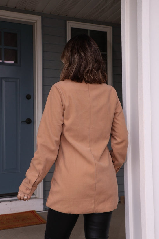 Camel Brushed Double Breasted Coat - FINAL SALE
