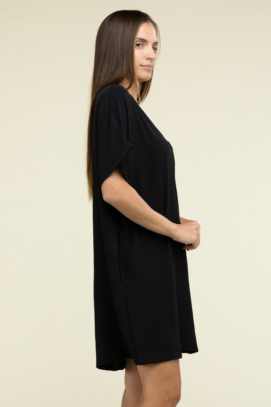 Zenana Woven Airflow V Neck Womens Dress Pockets S-XL 3Colors