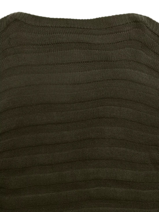 Boat Neck Ribbed Long Sleeve Sweater