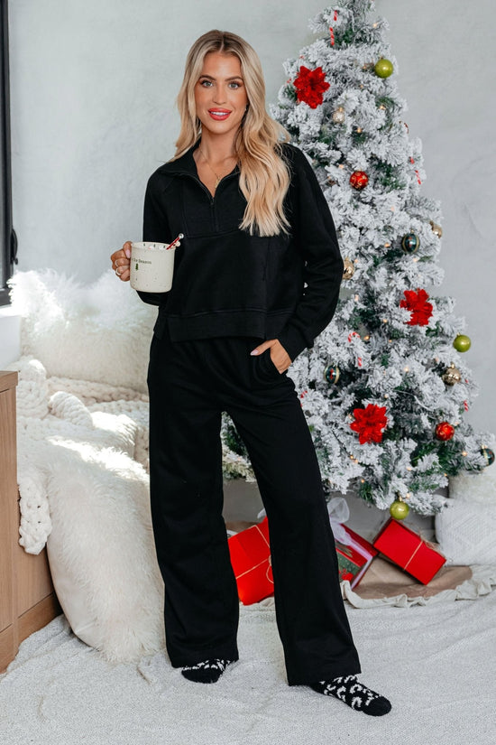 Comfort Lounge Black Half Zip Sweatshirt - FINAL SALE
