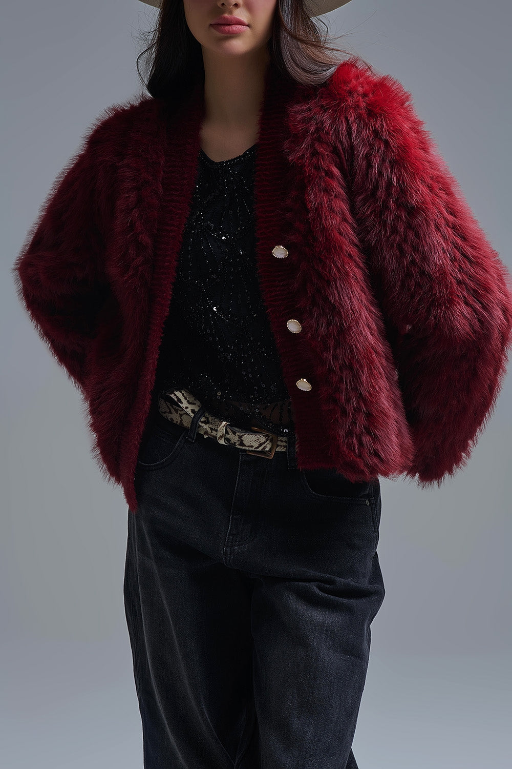The Bordeaux Faux Fur Jacket