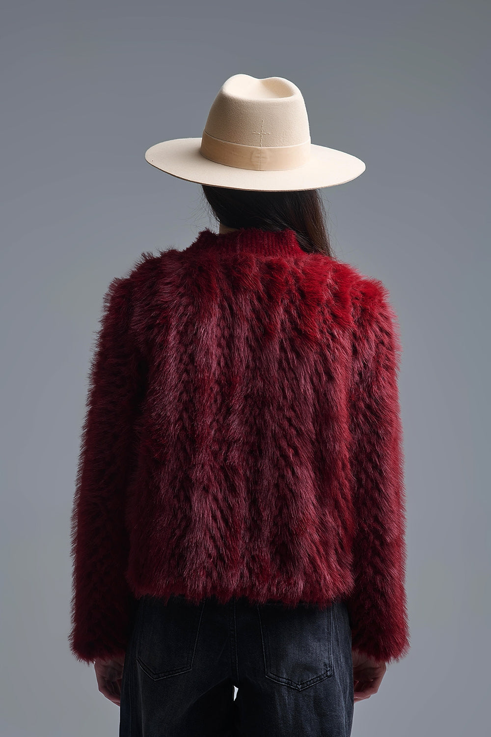 The Bordeaux Faux Fur Jacket