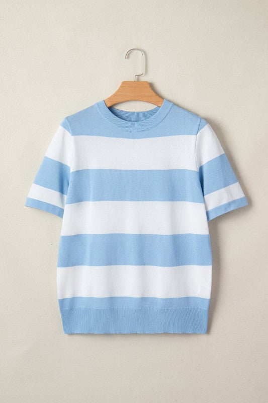 Stripe Colorblock Knitted T-Shirt