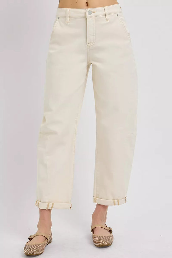 RISEN JEANS | Cream Cuffed Denim