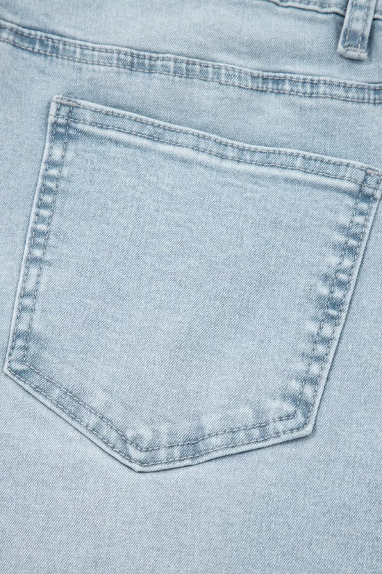 Light Wash Utility Pocket Straight Leg Jeans