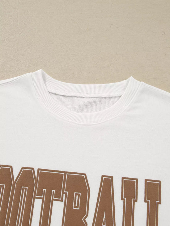 FOOTBALL 3D Letter Graphic Crew Neck Sweatshirt
