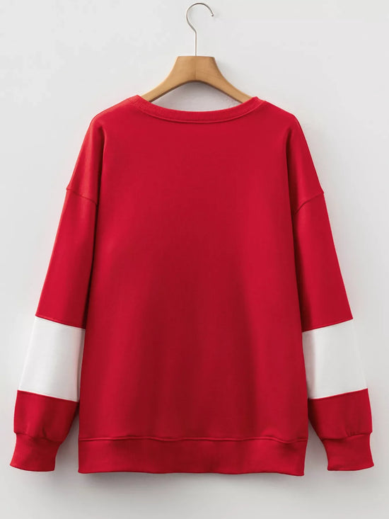Colorblock Drop Shoulder Baggy Sweatshirt