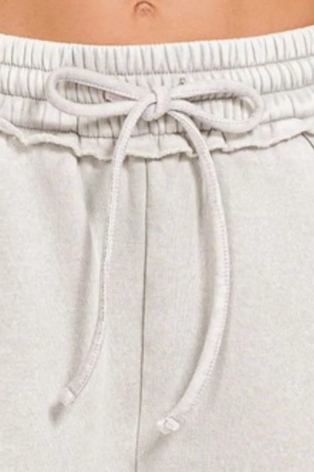 Zenana Acid Wash Fleece Drawstring Womens Shorts With Pockets