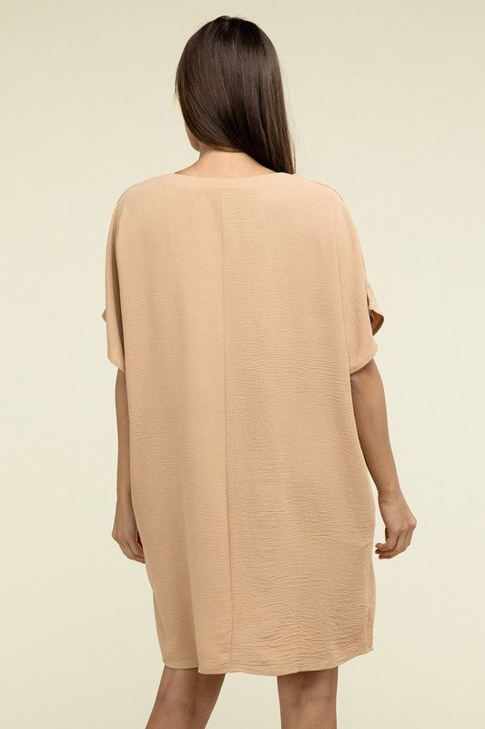 Zenana Woven Airflow V Neck Womens Dress Pockets S-XL 3Colors