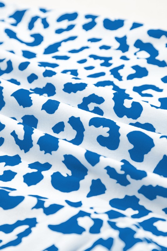 Leopard Contrast Trim Elastic Drawstring Shorts