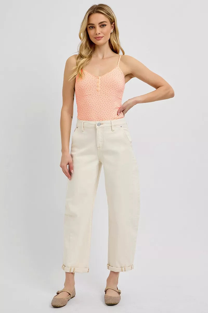 RISEN JEANS | Cream Cuffed Denim