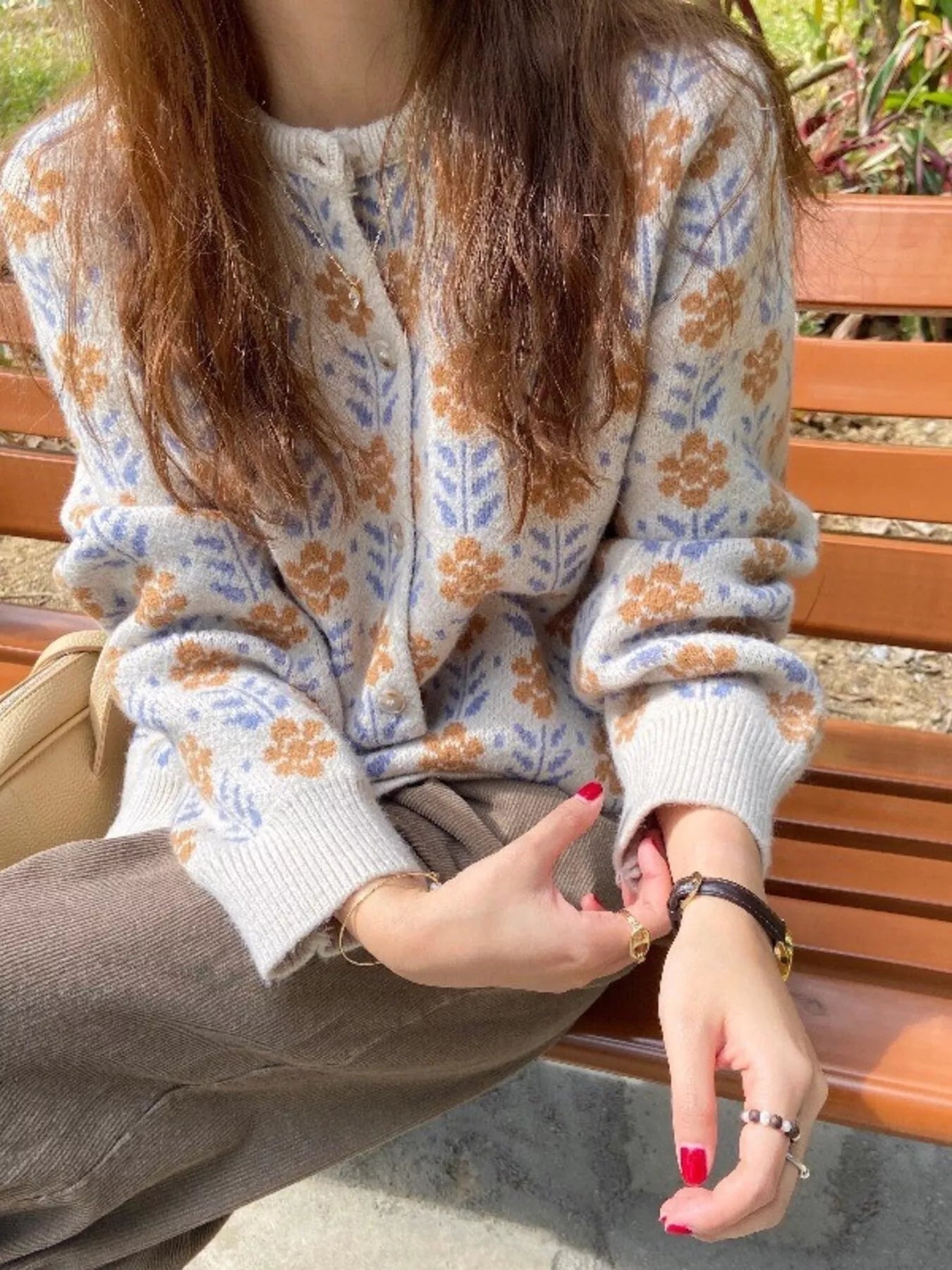 Floral Button Up Knit Cardigan