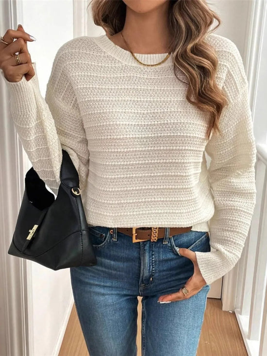Round Neck Bow-Back Knit Top
