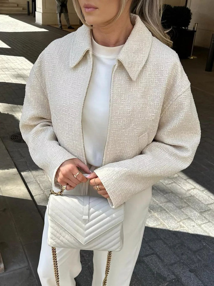 Zip Up Tweed Cropped Jacket