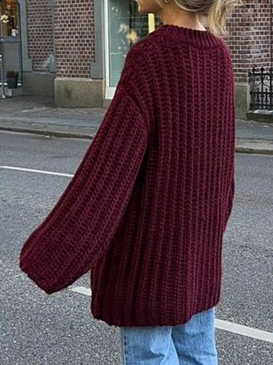 Oversized Chunky Knit Round Neck Sweater