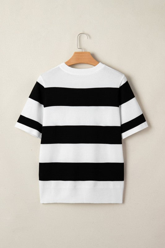 Stripe Colorblock Knitted T-Shirt