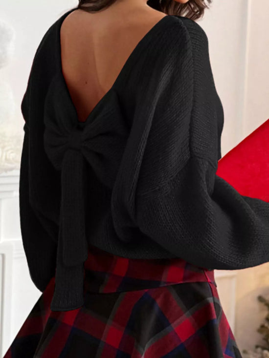 Bow Back Long Sleeve Sweater