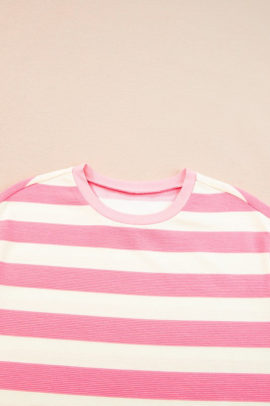 Stripe Cap Sleeve T-Shirt Dress