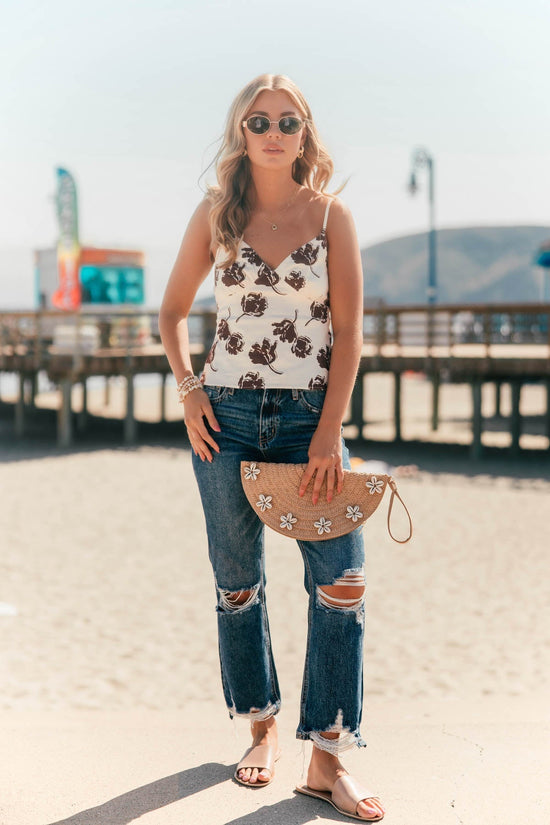 Free People Ivory Bittersweet Susie Print Top
