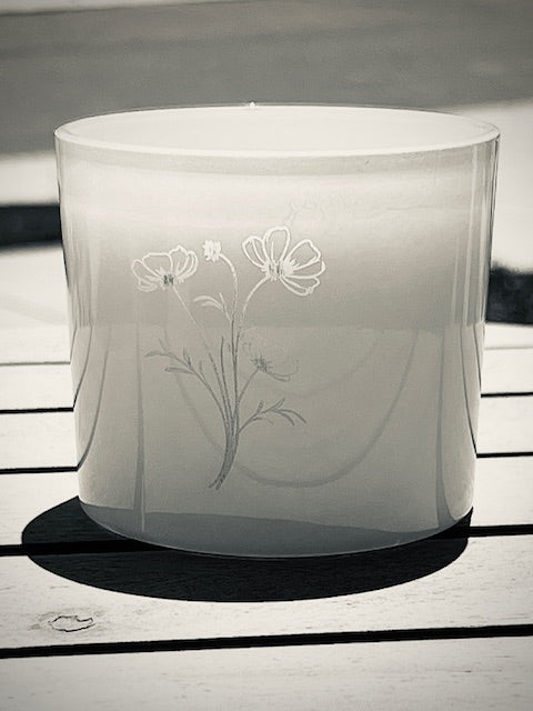 Fresh Gardenia Candle, Dainty Flower Etched, 9 oz