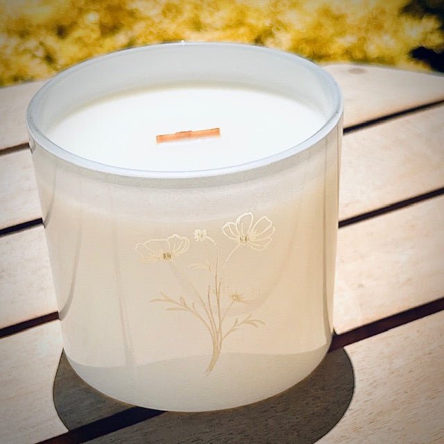 Fresh Gardenia Candle, Dainty Flower Etched, 9 oz