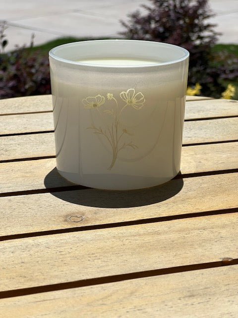 Fresh Gardenia Candle, Dainty Flower Etched, 9 oz