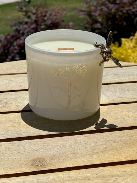 Fresh Gardenia Candle, Dainty Flower Etched, 9 oz