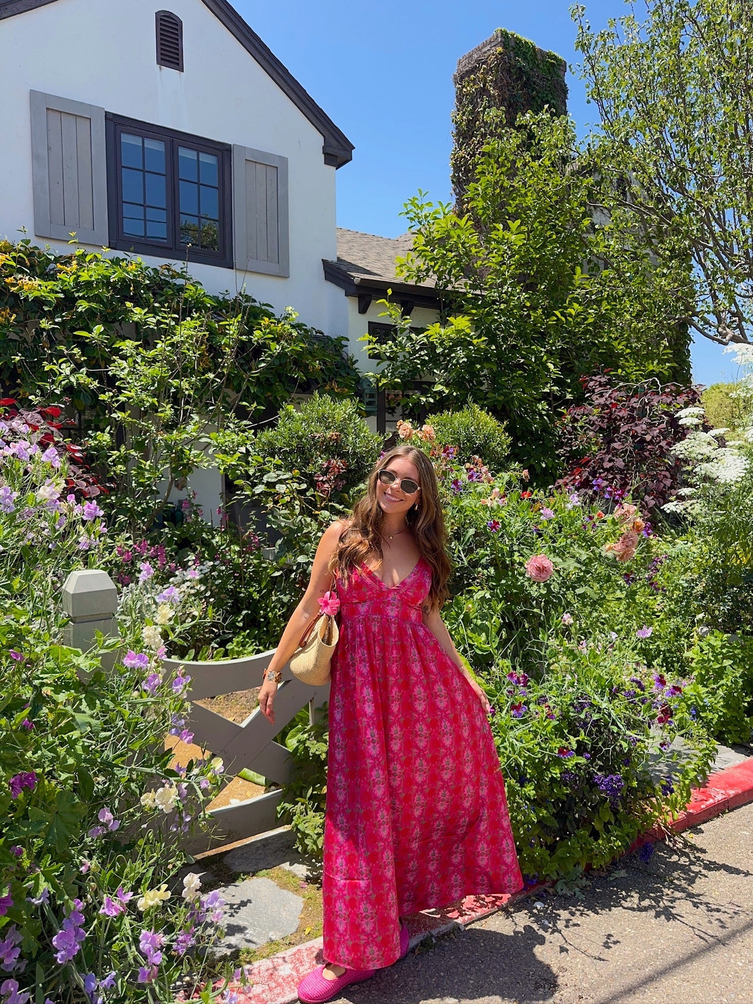 Joyful Pink Floral Satin Maxi Dress
