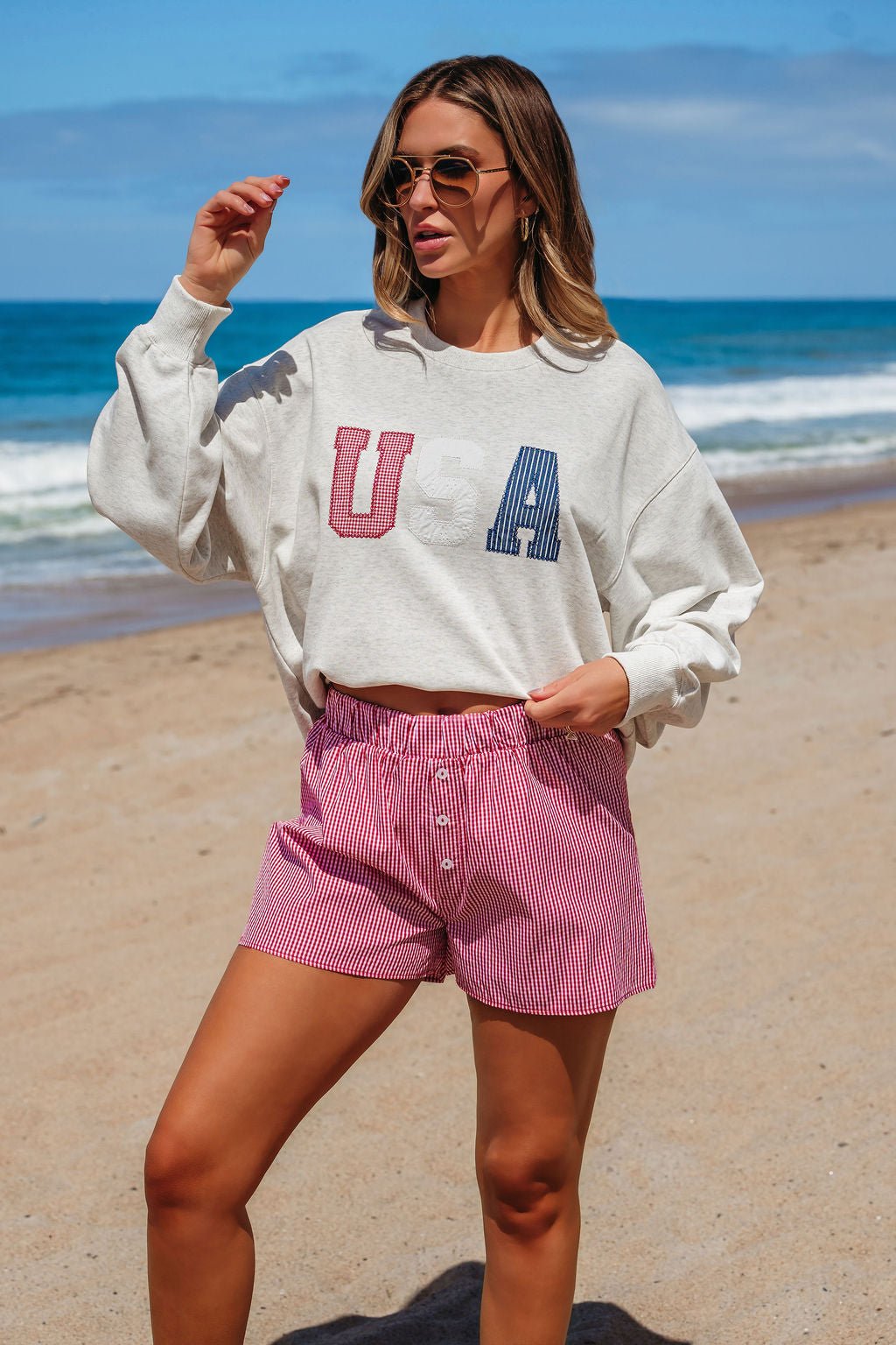 Light Grey USA Graphic Sweatshirt