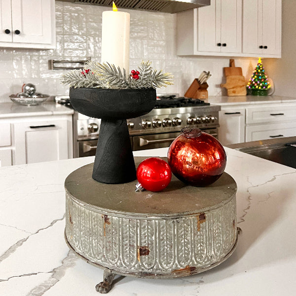 Modern Black Elevated Paulownia Wood Bowl Riser