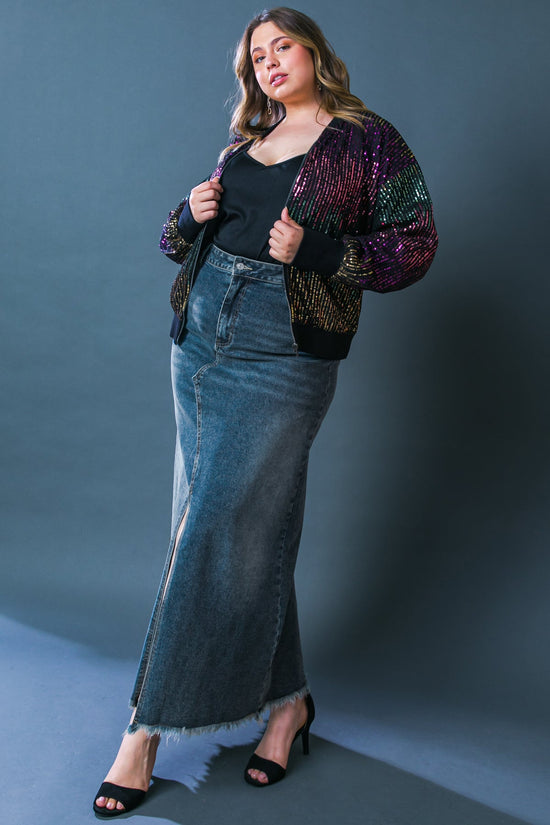 ENTERTAIN ME SEQUIN BOMBER JACKET
