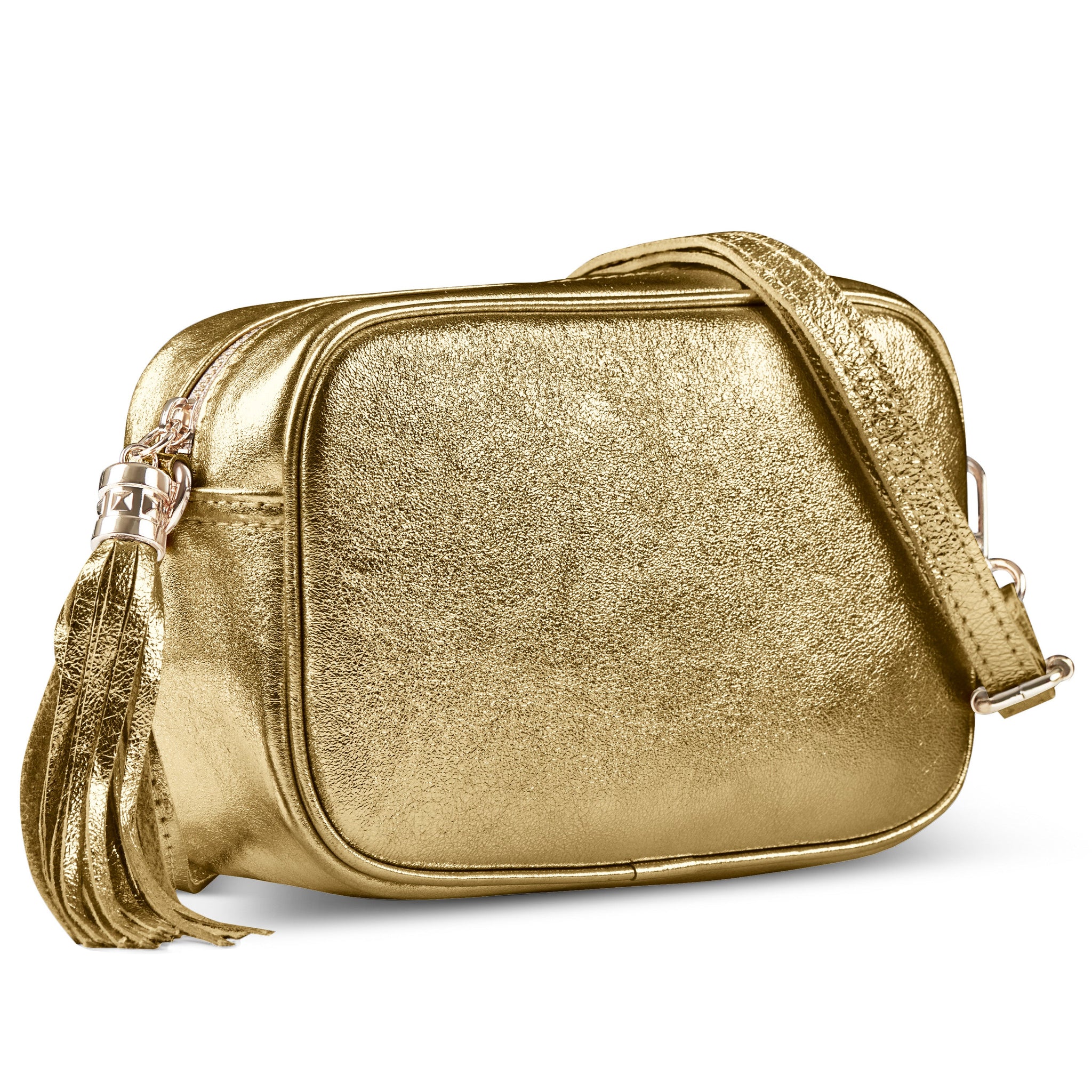 Metallic Suede Leather Crossbody Bag